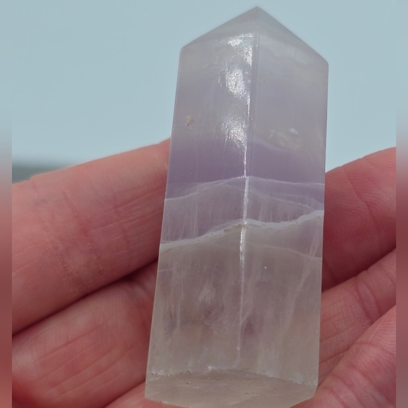 Purple & White Yttrium Fluorite Tower - Picture 3 of 6